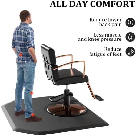 OmySalon Salon Mat for Hair Stylist 4’x5’ Anti Fatigue Barber Floor Mat with Round Base, Salon Chair Mat for Hairdresser Standing, Barbershop Beauty Spa Styling Shampoo Equipment - Image 4