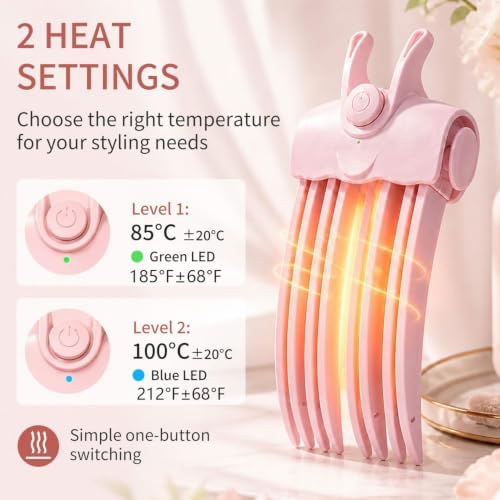Heated Hair Volume Clip, Root Lifter Comb with Heat Settings (Pink) - Image 3