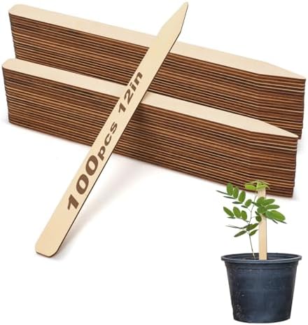Weysat 100 Pcs 12" Wood Plant Labels for Field or Containers Plant Tags Wood Garden Labels for Seedling Stakes Markers Nursery Seed Tags with Smooth Surface for Pot Herbs Flowers Vegetables (Natural) by Weysat