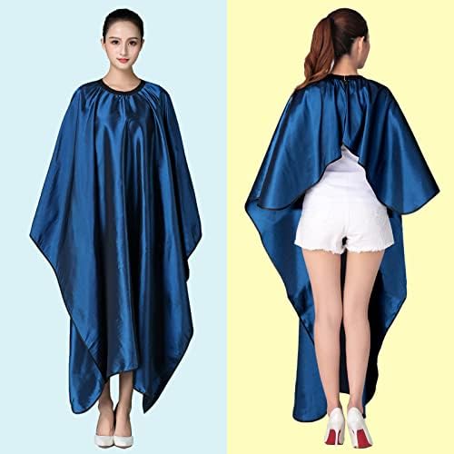 Barber Hair Cutting Cape with Adjustable Neckline 55" x 63" Blue - Image 2