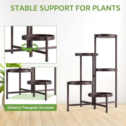 5 Tier Large Plant Stand Indoor Outdoor, 10 Inch Tray, Bronze - Image 6