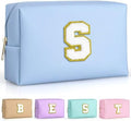 TOPEAST Sky Blue Makeup Bag - Preppy Stuff, PU Leather Waterproof Cute Small Makeup Pouch Cosmetic Bag Preppy Stuff for Girls 10-12 Teen Girls Gifts (Sky Blue S) by TOPEAST