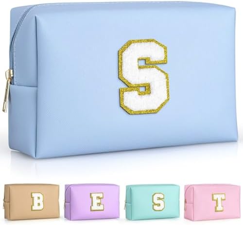 TOPEAST Sky Blue Makeup Bag - Preppy Stuff, PU Leather Waterproof Cute Small Makeup Pouch Cosmetic Bag Preppy Stuff for Girls 10-12 Teen Girls Gifts (Sky Blue S) by TOPEAST