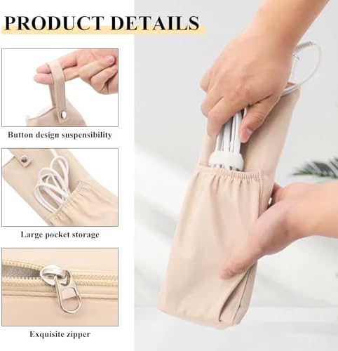 Hair Tools Travel Bag for T3 SinglePass Curl X, Heat Resistant Curling Iron Case for Bio Ionic, Hair Tool Organizer for Home and Travel (Apricot) - Image 4