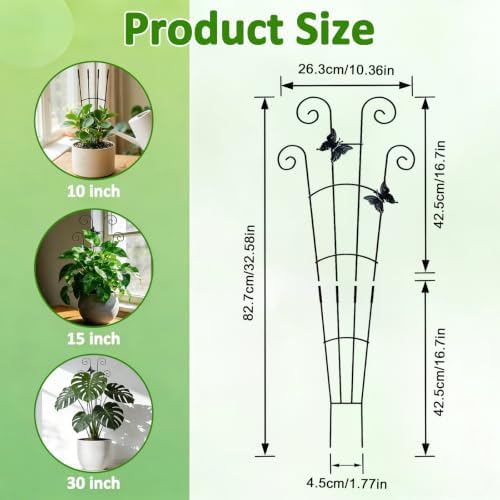 Monstera Plant Support - 4-Pack of 32.6" Tall Plant Trellis Stakes for Large Indoor Vines | Adjustable Dual Pole Frame for Monstera Deliciosa & Potted Plants - Image 6
