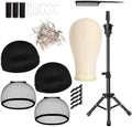 23 Inch Wig Mannequin Head with Stand Set Cork Canvas Mannequin Head with Wig Stand Manikin Canvas Head for Wigs Trimming Making Display with T Pins Set (White) by Unknown