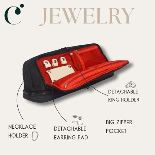LARGE All in One Travel Toiletry Bag, Makeup Bag with Jewelry Compartment and Heat-Resistant Pocket for Hair Tools - Image 6