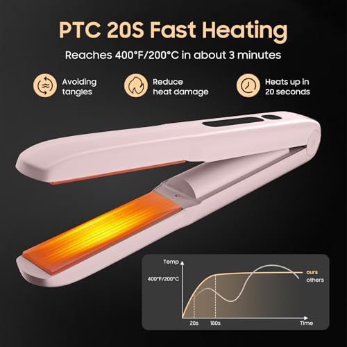 Cordless Hair Straightener, Portable Flat Iron for Travel, 2 in 1 Hair Styling Tools for straightening and Curling, Lightweight on-The-go - Image 4