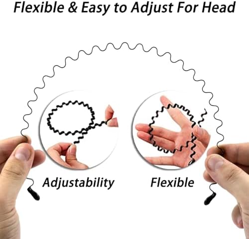 Metal Headband for Men, Zig Zag Wire Hair Band, 3 Pcs - Image 4