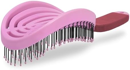 NuWay® DoubleC® Scalp Care Hair Brush – Patented Double Curve Design for Scalp Massage, Vented Blow-Dry Styling, Wet & Dry Hair, All Hair Types (Petal Pink) by NuWay4Hair
