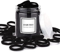 iFwevs 50PCS Black Hair Ties,Cotton Seamless Ponytail Holders,No Damage Elastics Hair Bands for Thick Heavy &Curly Hair by iFwevs