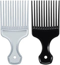 SIMPOR 2 Pcs Hair Pick Comb, Wide Tooth Lift for Hair Styling Detangling, Plastic Afro Pick for Women Men (Silver, Black) by SIMPOR