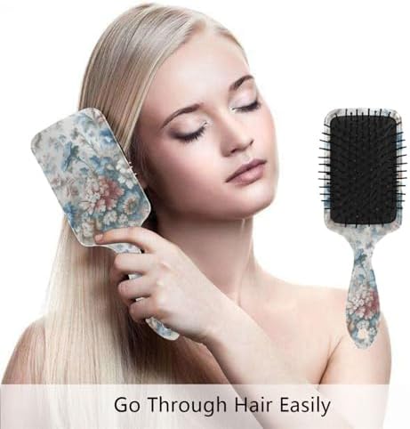 Blue Flowers Hair Brush, Soft Bristles Detangling Brush - Detangler Hairbrush Glides Through Tangles For All Hair Types (Wet Dry & Damaged Hair) - Image 4