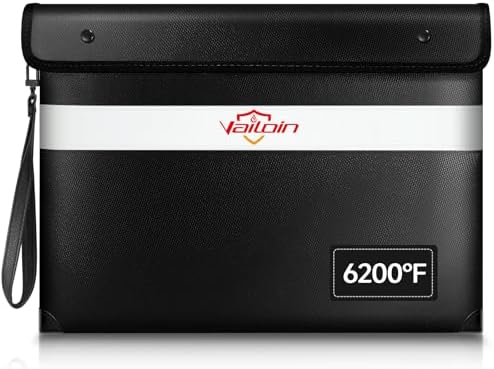 Vailoin 6200°F Fireproof Document Bag, 8 Layers of Heat Insulated Materials by Vailoin