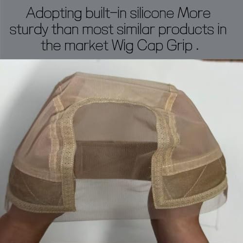 Wig Cap with Grip Band for Keeping Wigs in Place, More Full Cap-wide Transparent Lace for Lace Front Wigs - Non Slip Cap Make Your Wig Be Glueless(Nude, M) - Image 4