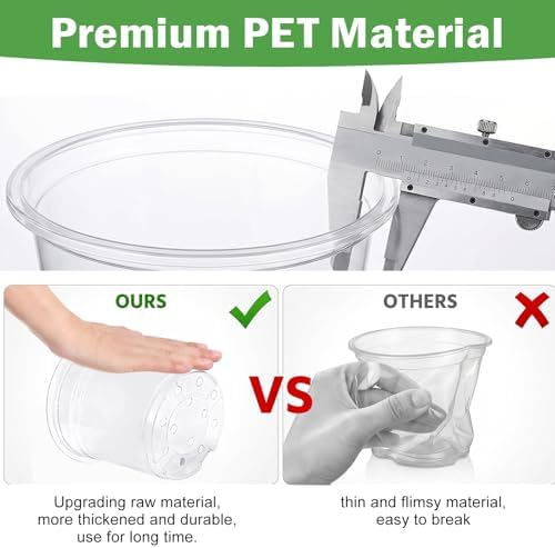 60 Pcs 5/6/7 Inch Clear Nursery Pots with Drainage, Plastic Pots for Plants - Image 4