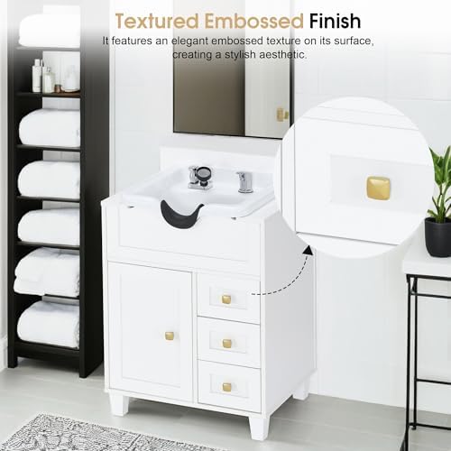 BarberPub Storage Shampoo Station with Bowl & Cabinet 7131 (All White) - Image 4