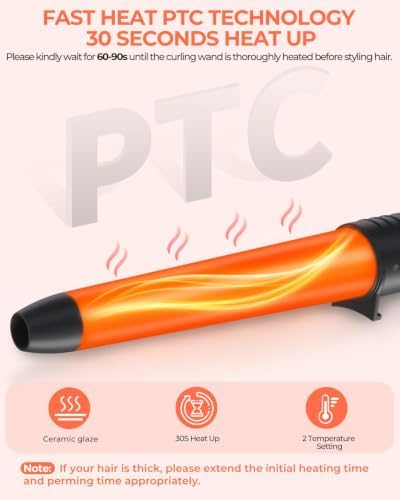 Ohuhu 5 in 1 Curling Wand Set, 0.35"-1.25" Interchangeable Ceramic Barrels - Image 4