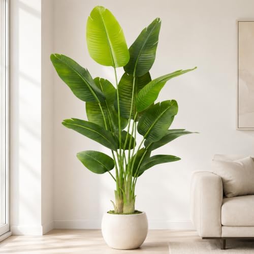Lifelike Bird of Paradise Artificial Plant,6.2ft Faux Banana Leaf Tree with 13 Trunks - Perfect Indoor Silk Floor Plant for Home Decor in Living Room, Office, and Bedroom 1Pack - Image 7