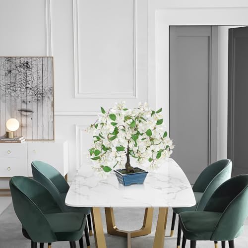 Briful Artificial Bougainvillea Tree in Blue Pot 18.5" Tall Faux Bougainvillea Floral Tree Tropical Silk Fake Bougainvillea Plant for Home Office Living Room Table Décor(White) - Image 7