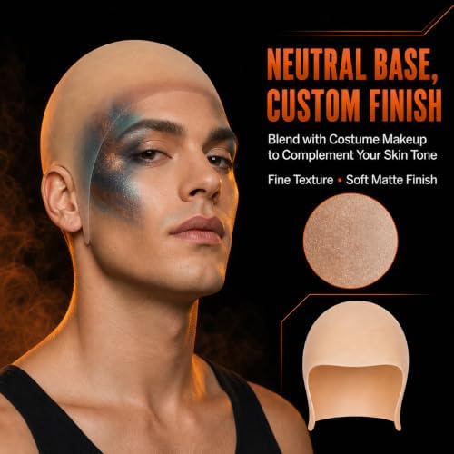 Latex Bald Cap Set with 2 Nylon Wig Caps for Adult Halloween Costume - Image 2