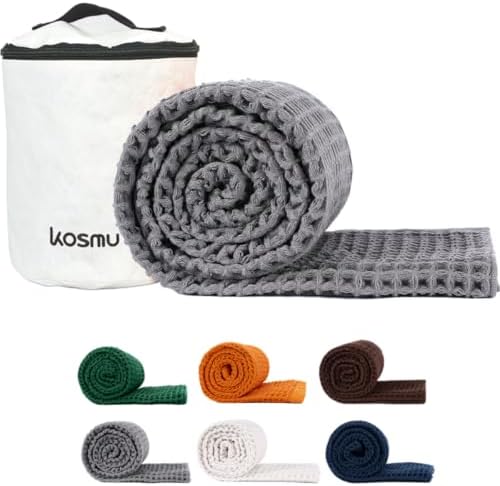 Luxury Organic Japanese Cotton Waffle Bath Towel | Thick, Absorbent, Quick Dry Bathroom Towels for Shower, Sauna, Onsen| Hotel & Spa Quality, Gift-Ready (Smoke Grey, Bath Sheet, 67" x 34") by KOSMU