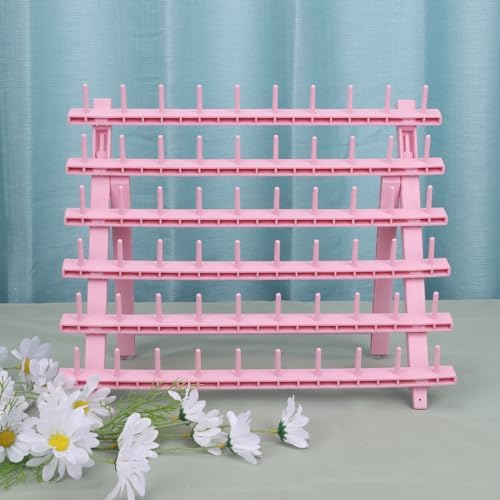 Braid Rack 60 Spools for Hair Standing Braid Hair Extension Rack Stand, Hair Separator Stand Hair Extension Holder for Stylists (Light pink) - Image 2