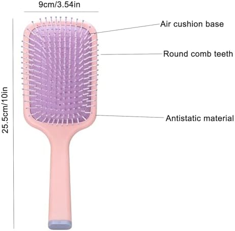 Paddle Hair Brush Women Blow Drying Professional Hairbrush Easy Grip Handle Hair Comb Straightening & Detangle Brush For Wet Dry Long Thick Thin Curly Natural Hair Salon Supplies (Pink) - Image 2
