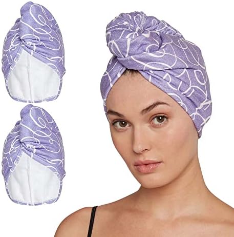 Turbie Twist Microfiber Hair Towel Wrap for Women and Men | 2 Pack | Bathroom Essential Accessories | Quick Dry Hair Turban for Drying Curly, Long & Thick Hair (Purple Signature) by TurbieTwist