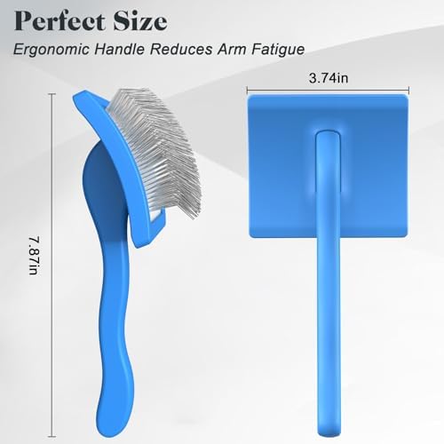 2PCS Slicker Brush for Dogs & Pet Comb,Professional Dog Grooming Brush (Goldendoodles,Poodles,Labradoodles) with Extra Long Pins to Effectively Remove Tangles, Knots and Mats (Blue, Large) - Image 6
