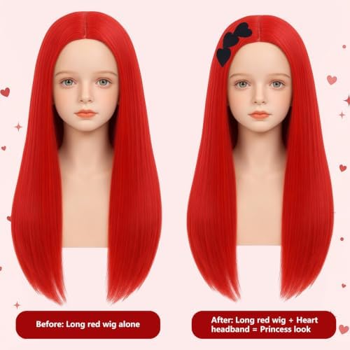 5pcs Red Girls Princess Costume Cosplay Wig for Halloween JZ064 - Image 2