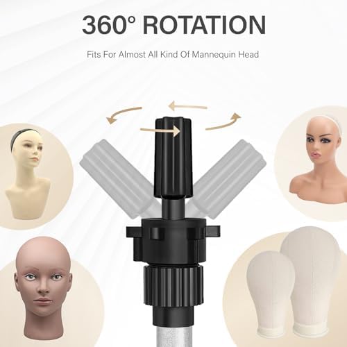 ZQIAN BEAUTY Wig Stand Tripod, 25 Inch Adjustable Mannequin Head Stand, Wig Head Stand for Training Heads And Canvas Block Head (Silvery, Mannequin Head Not Included) - Image 3