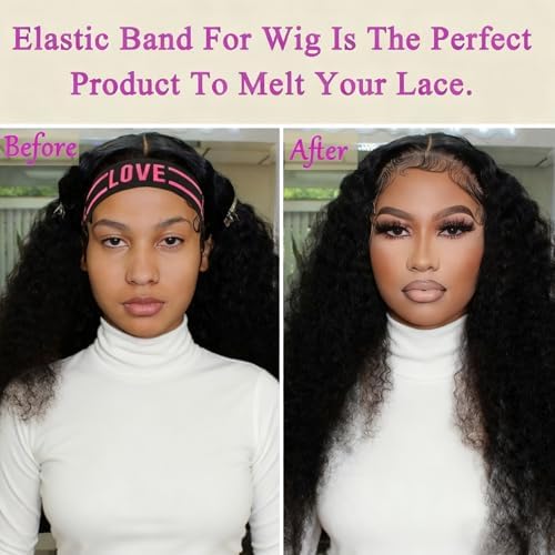 Elastic Wig Bands Set with Lace Melting Bands and Edge Wraps - Keep Lace Front Wigs in Place, Lay Edges (5 Piece Set, Pink Bow) - Image 4