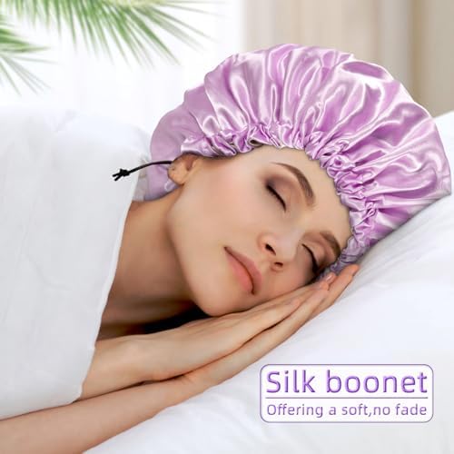 Edoneery Satin Bonnet for Sleeping Women, Double Layer Adjustable Sleep Cap - Image 3