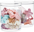 STORi Bella Tall Scrunchie Holder | Stackable Clear Plastic Container (Set of 2) Round Vanity Storage Organizers with Lids for Hair Accessories & Beauty Supplies | Made in USA by STORi