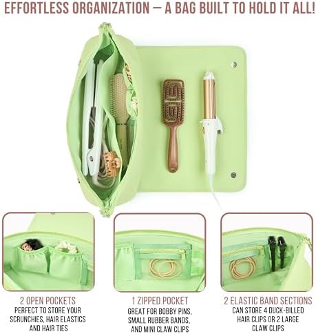BAREFOOT CARIBOU Hair Tools Travel Bag and Heat Resistant Mat (Apple Green) - Image 6