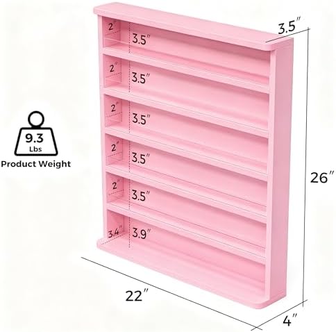 Wood Nail Polish Rack, 6 Tiers Nail Polish Storage & Display Shelf (Pink) - Image 3