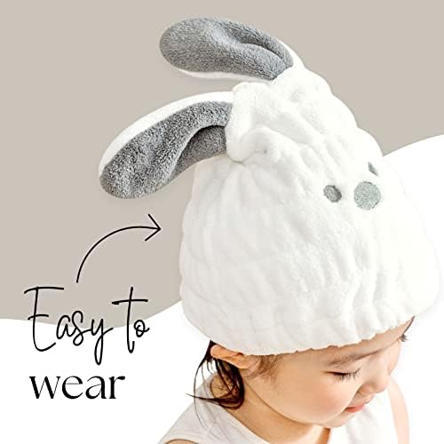 Hair Towel Wrap for Kids, Bunny Toddler Dry Head Cap Absorbent Quick - Image 3