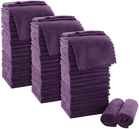 MOONQUEEN Ultra Soft Premium Washcloths Set - 12 x 12 inches - 72 Pack - Quick Drying - Highly Absorbent Coral Velvet Bathroom Wash Clothes (Plum) by MOONQUEEN