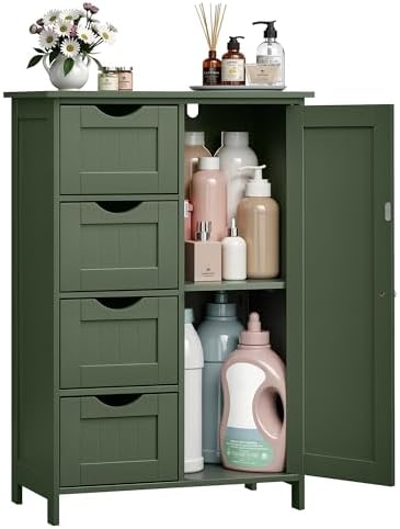 VASAGLE Floor Storage Cabinet, Farmhouse, 4 Drawers and 1 Door,32.3" H by VASAGLEbySONGMICSHOME