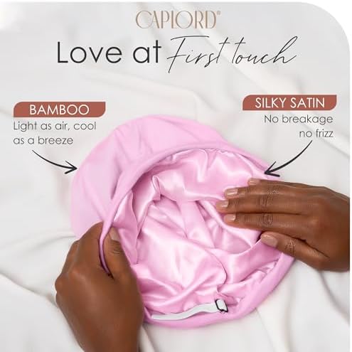 Silk Satin Hair Bonnet for Sleeping - Black Women & Men's Sleep Cap - Image 2