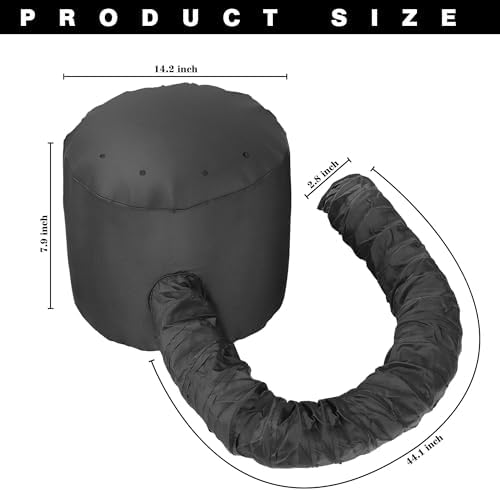 Hooded Hair Dryer Bonnet, Fast Drying Bonnet Hair Dryer for Natural Hair, Deep Conditioning Styling Curl Enhancing, Adjustable Fit Portable Lightweight for Travel（Black） - Image 6
