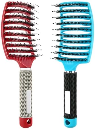 Magical Ultra Detangling Brush for Wet or Dry Hair, Detangler Brush, Fast Drying Styling Massage Hairbrush for Men, Women and Kids (Red+Blue) by Heubek