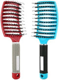 Magical Ultra Detangling Brush for Wet or Dry Hair, Detangler Brush, Fast Drying Styling Massage Hairbrush for Men, Women and Kids (Red+Blue) by Heubek