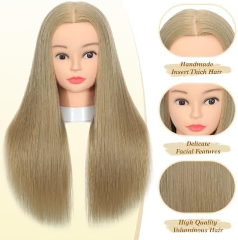 Opini 28" Mannequin Head Human Hair 80% with Tripod Stand for Hairdressier - Image 3