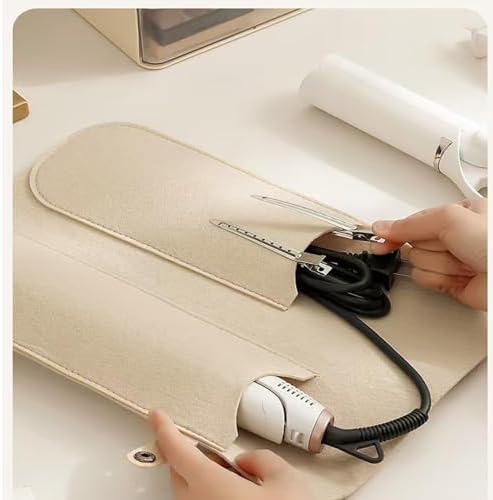 Heat Resistant Mat Travel Case Portable Travel Mat Cover for Hair Straightener, Flat Iron and Hot Hair Styling Tools,Khaki - Image 4