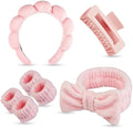 7 Pcs Spa Set, Facial Headband and Wristband Set, Skincare Accessories, College Style Girl Idea Gifts, Hair Accessories for Women and Girls (Pink) by Unknown
