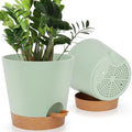 YNNICO 8-Inch Plant Pots, Self-Watering Planters with Drainage Holes & Saucers for Indoor and Outdoor Plants (2-Pack, Green) by AFamilyofGardenLovers