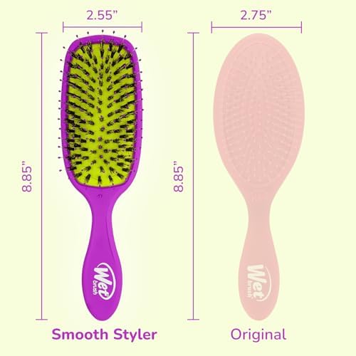 Wet Brush Shine Enhancer Hair Brush, Purple - Exclusive Ultra-soft IntelliFlex Bristles - Natural Boar Bristles Leave Hair Shiny And Smooth For All Hair Types - For Women, Men, Wet And Dry - Image 4