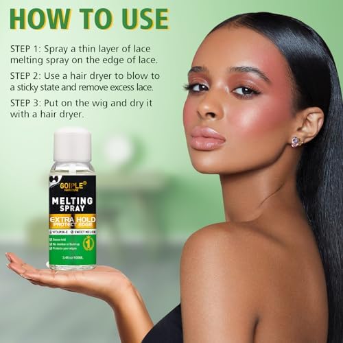 Lace Melting Spray - Glue-Less Hair Adhesive for Wigs & Extensions, Extra Hold Natural Forming Wax Stick - Image 5